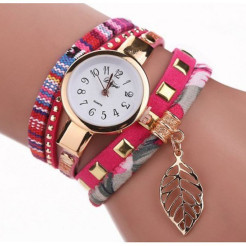 Ladies Bracelet Watch Leaf Fabric